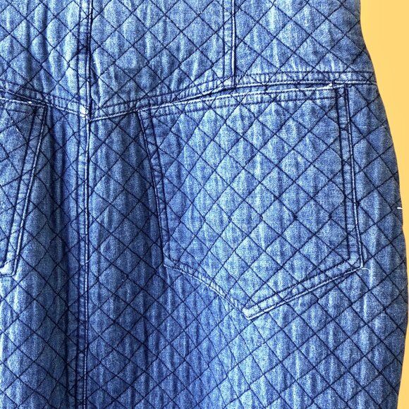 Perry Ellis Vintage 80's Blue Denim Skirt QUILTED - Picture 9 of 15